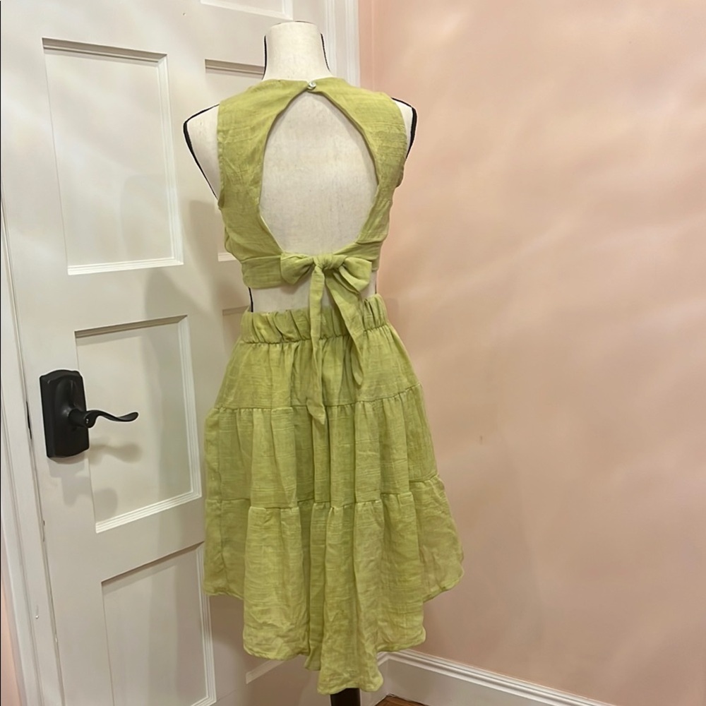 Spring Green Open Back Dress, can be worn as a SKIRT!